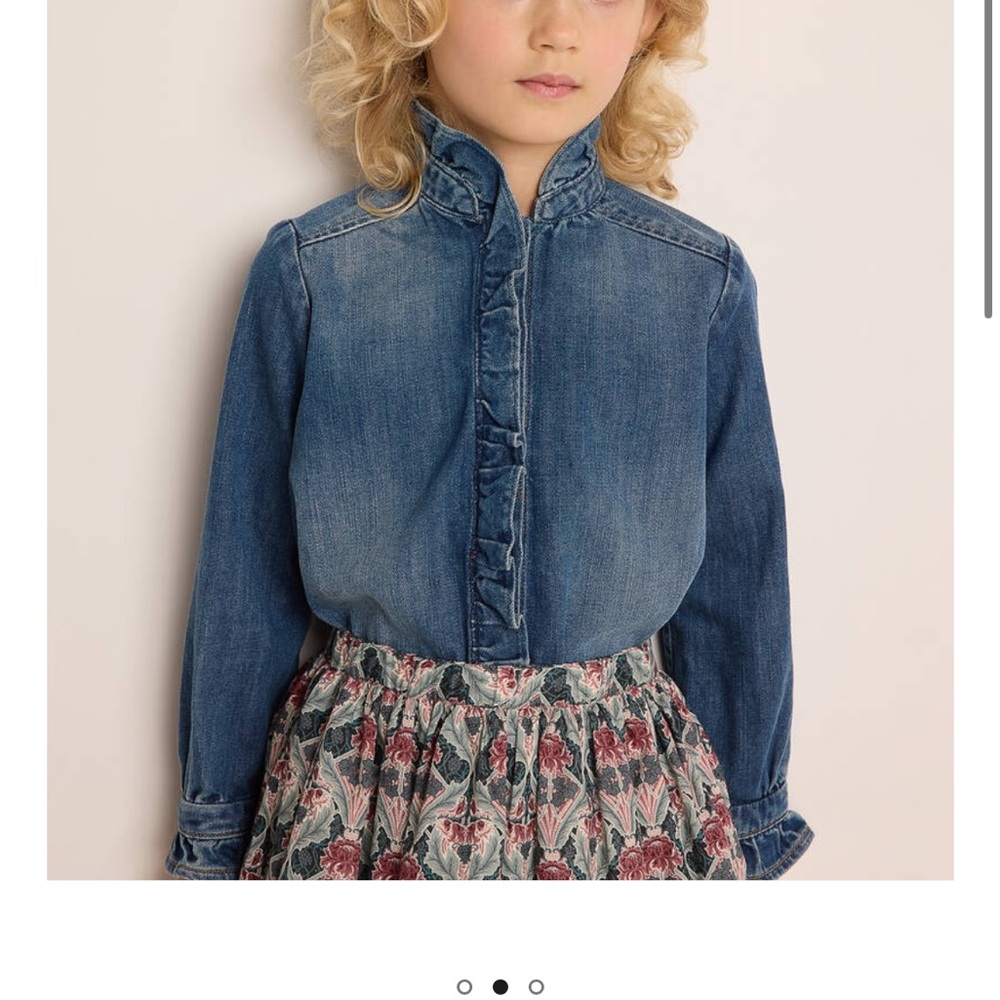 Bonpoint girls Denim Ruffle Shirt